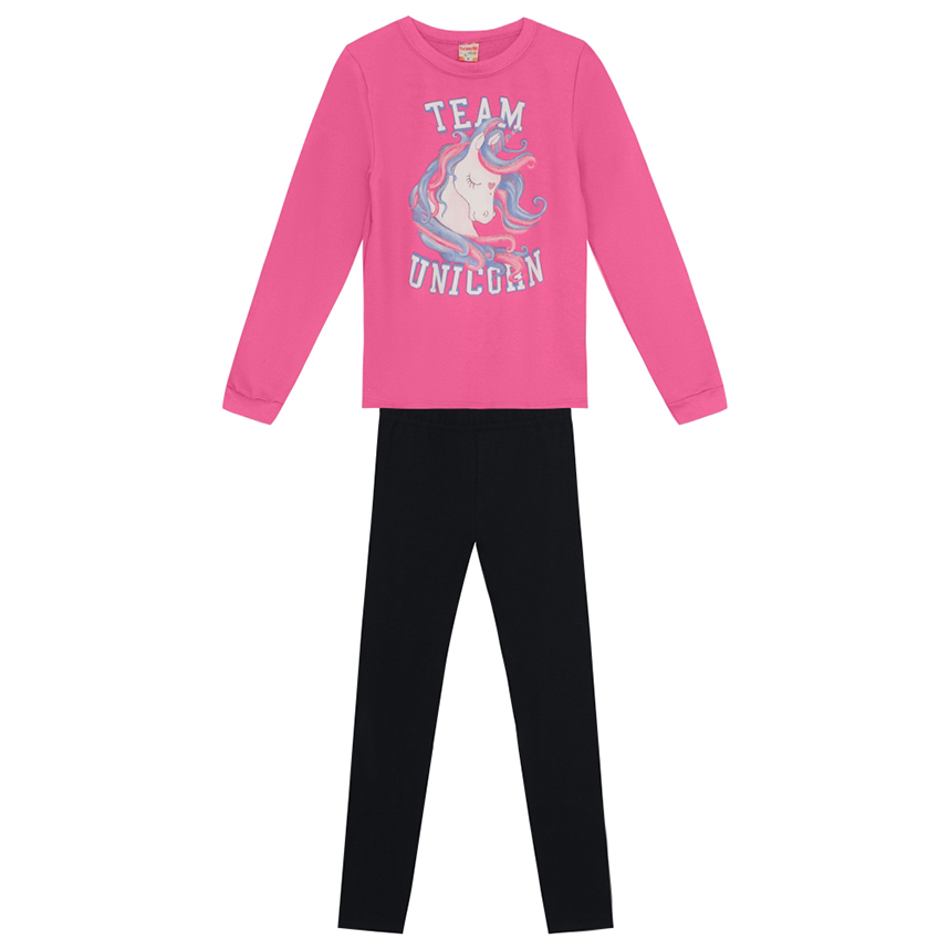 Conjunto Juvenil Brandili Blusão Unicórnio E Calça Legging