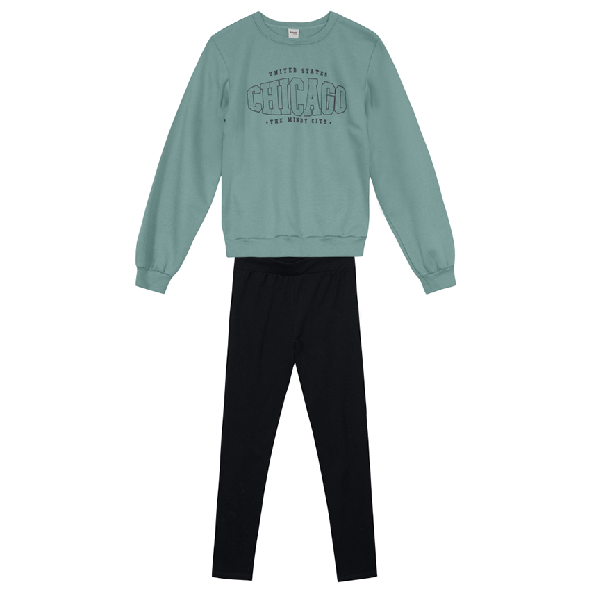 Conjunto Juvenil Brandili Blusão Moletom E Calça Legging