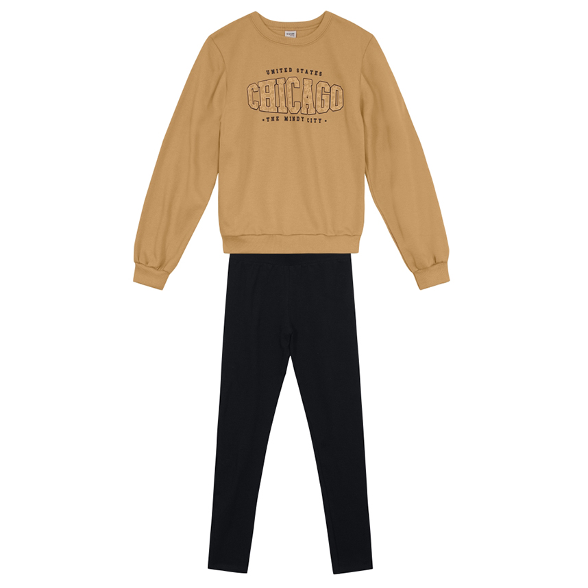 Conjunto Juvenil Brandili Blusão Moletom E Calça Legging Conjunto Juvenil Brandili Blusão Moletom E Calça Legging