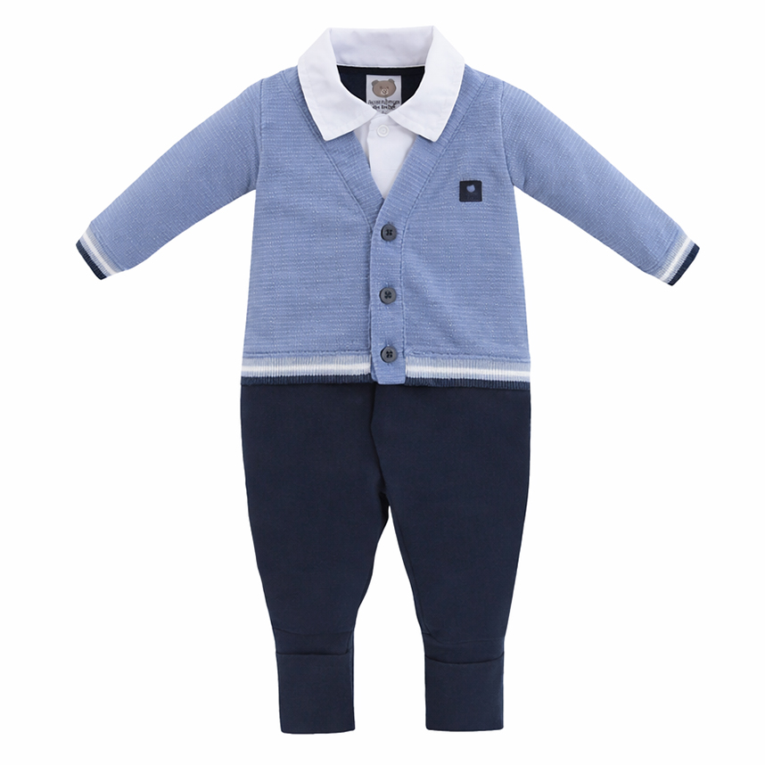 Macacão Longo Bebê Aconchego Menino Estampa Casaco