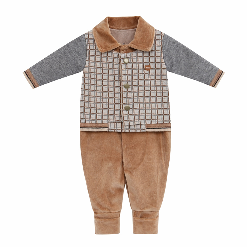 Macacão Longo Bebê Aconchego Menino Estampa Jaqueta