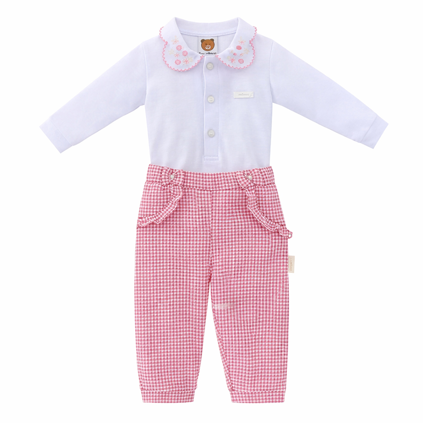 Conjunto Bebê Aconchego Body Gola Bordada E Calça