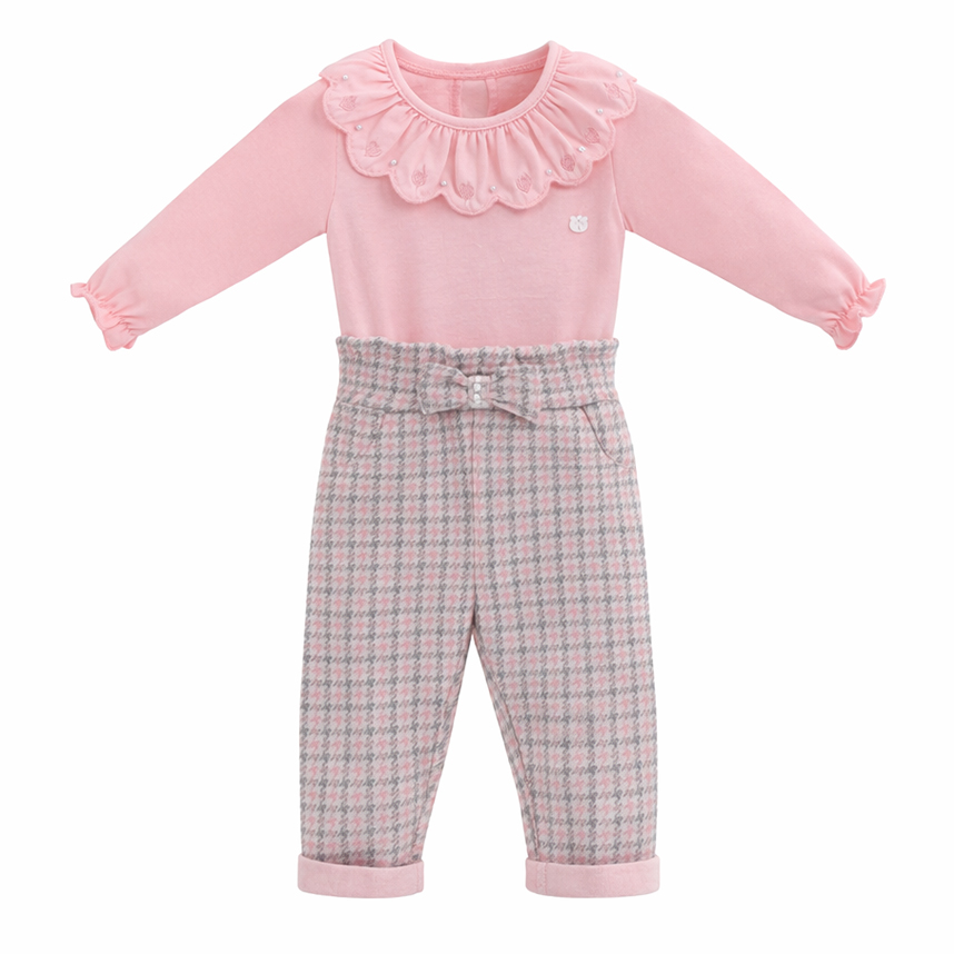 Conjunto Bebê Aconchego Body Gola Babado E Calça 3 Peças