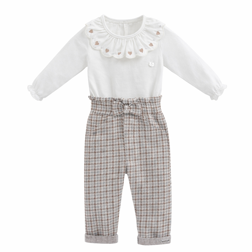 Conjunto Bebê Aconchego Body Gola Babado E Calça 3 Peças