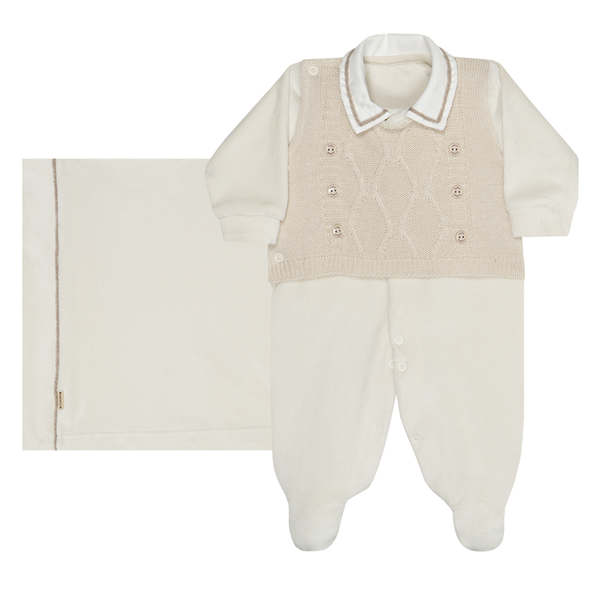 Saída De Maternidade Sonho Mágico Menino Pala Tricô 2 Peças