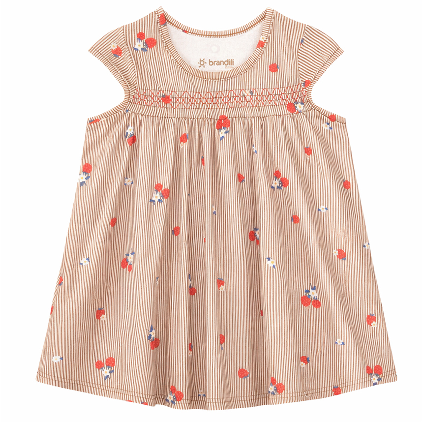 Vestido Infantil Brandili Meia Malha Estampa Cereja