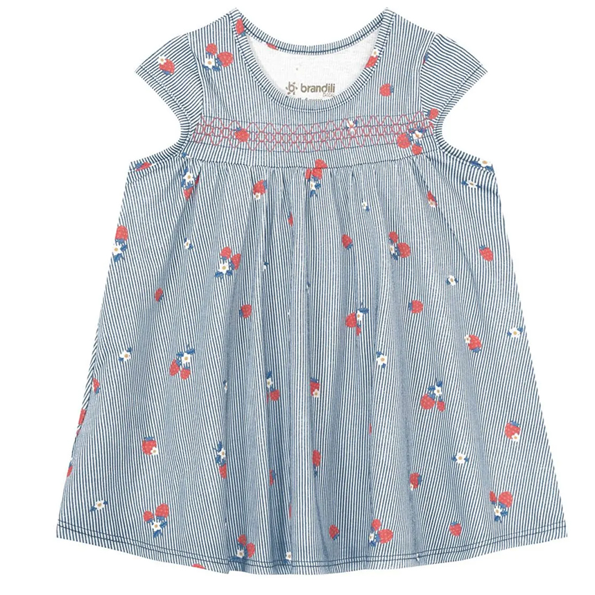 Vestido Infantil Brandili Meia Malha Estampa Cereja Vestido Infantil Brandili Meia Malha Estampa Cereja