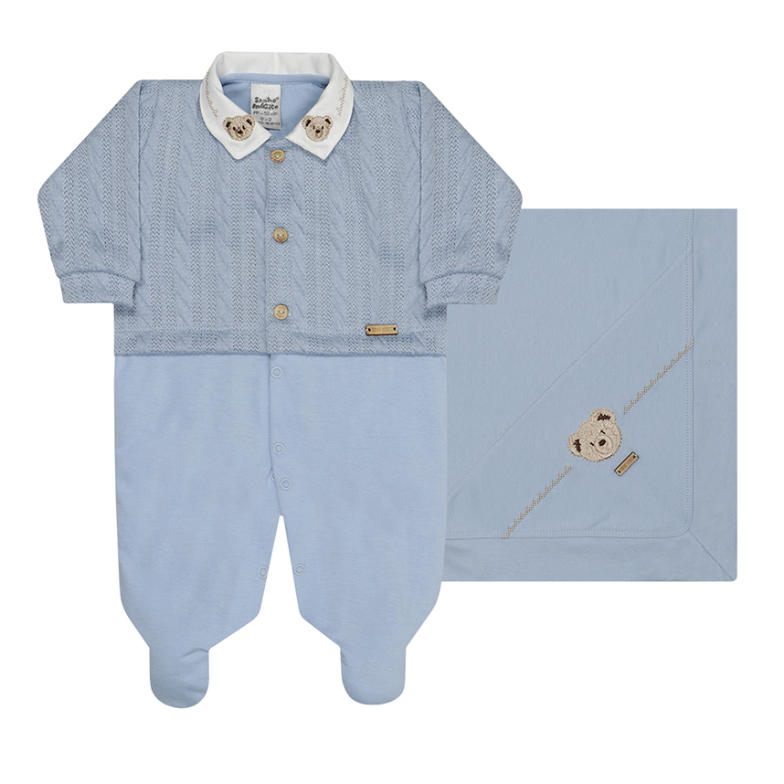 Saída De Maternidade Sonho Mágico Menino Pala Tricô 2 Peças