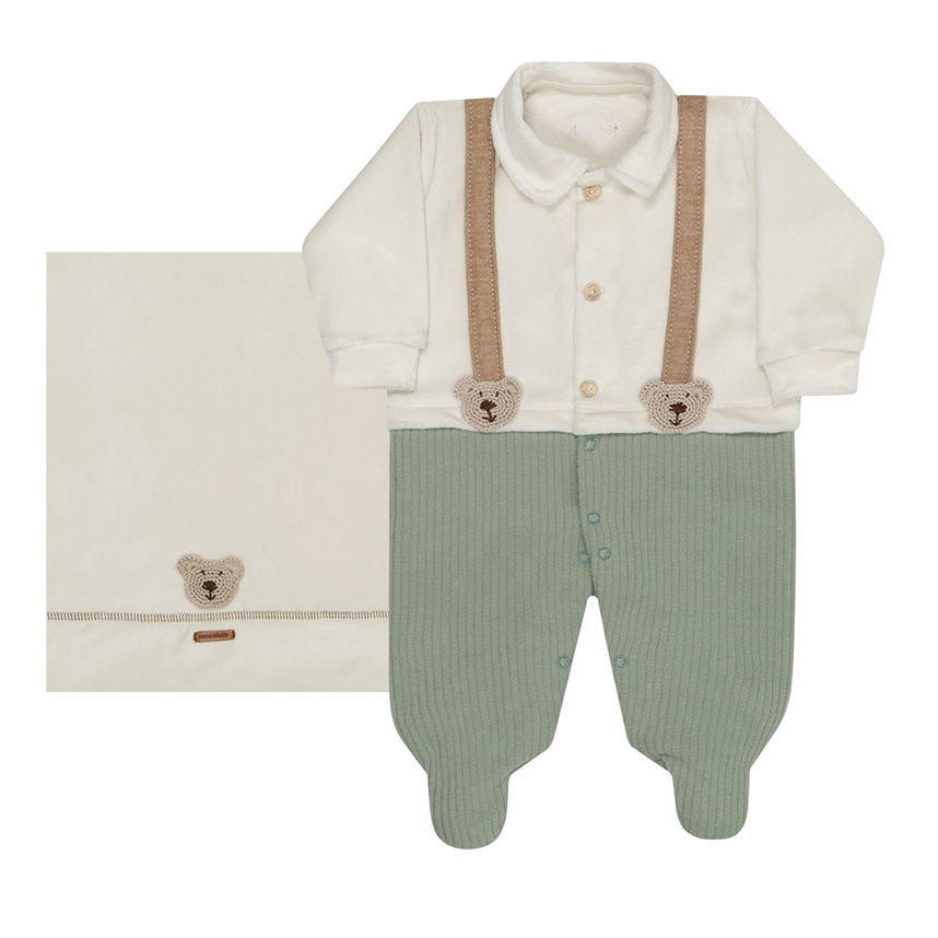 Saída De Maternidade Sonho Mágico Suspensório Urso 2 Peças