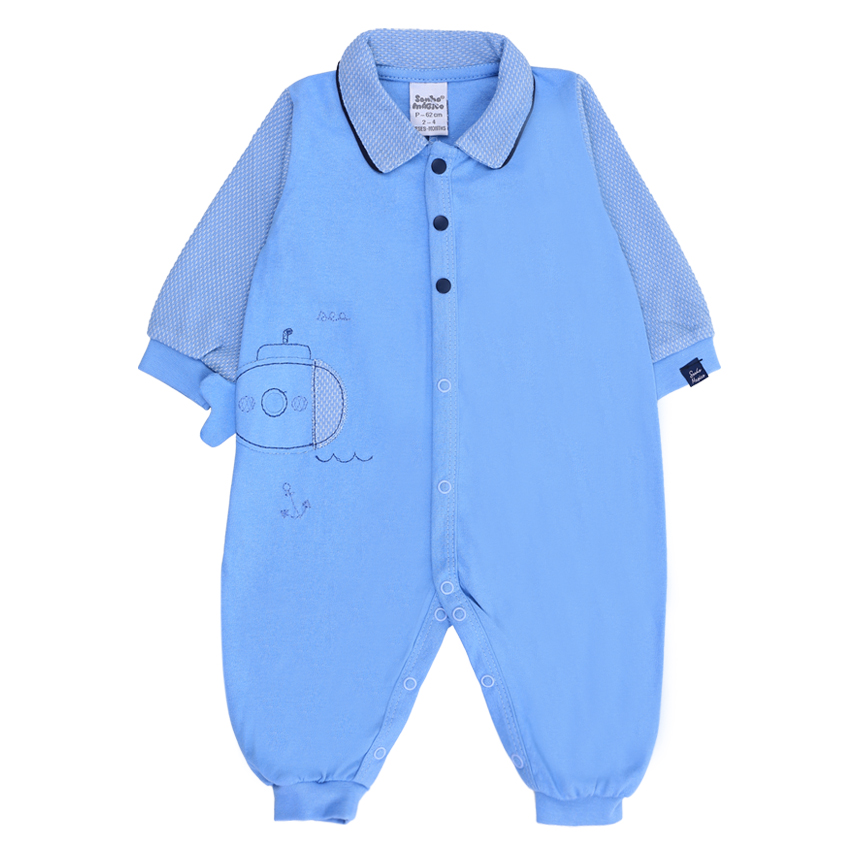 Macacão Longo Bebê Sonho Mágico Bordado Submarino