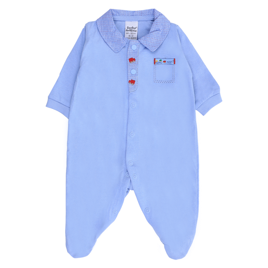 Macacão Longo Bebê Sonho Mágico Bordado Carrinho