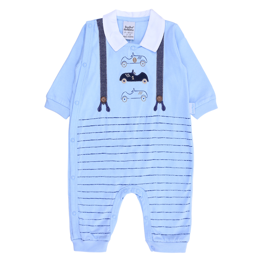 Macacão Longo Bebê Sonho Mágico Listrado Carros