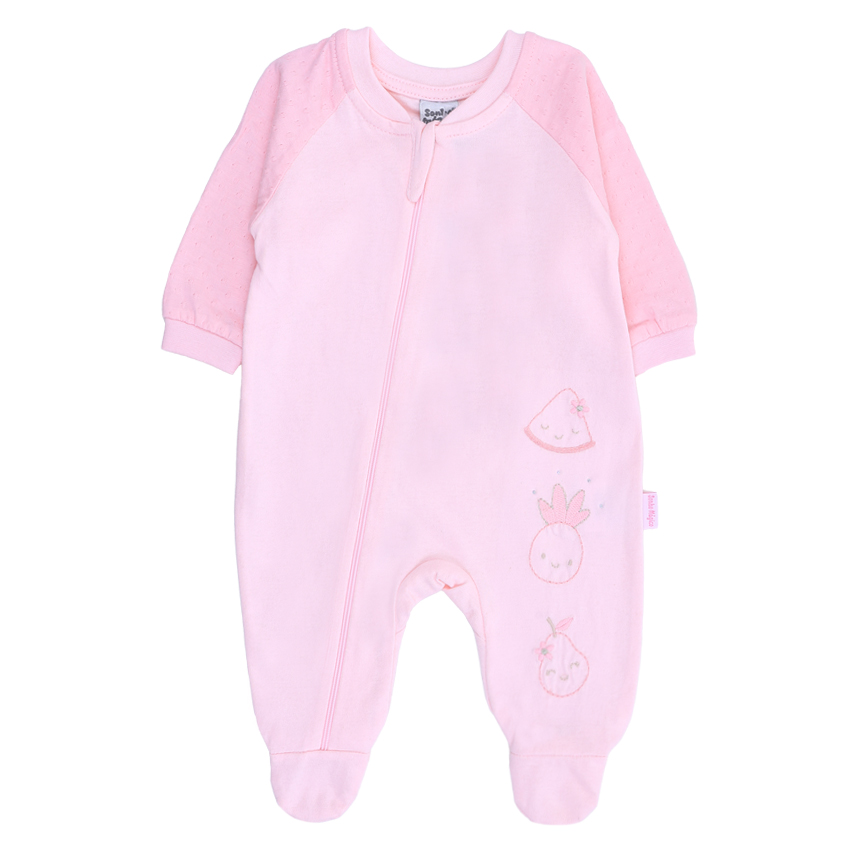 Macacão Longo Bebê Sonho Mágico Bordado Frutinhas