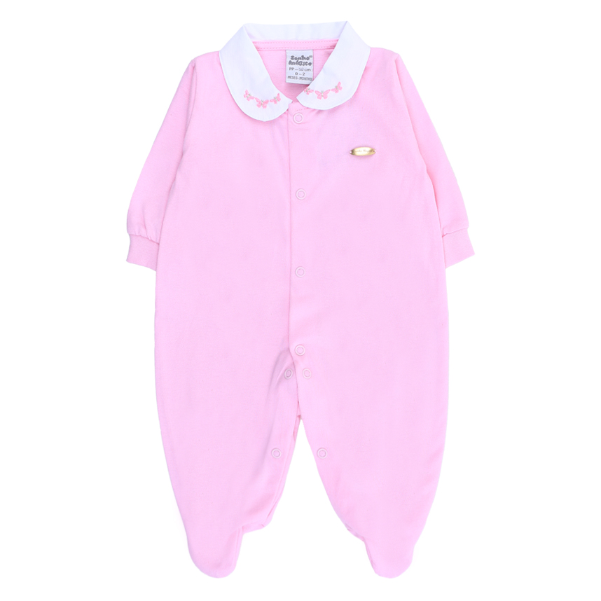 Macacão Longo Bebê Sonho Mágico Gola Bordado Borboletas