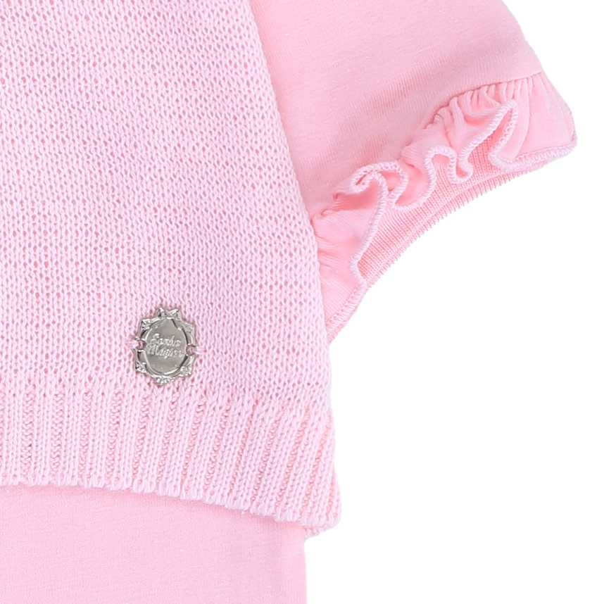 Macacão Longo Bebê Sonho Mágico Pala Tricô com Pérolas Macacão Longo Bebê Sonho Mágico Pala Tricô com Pérolas