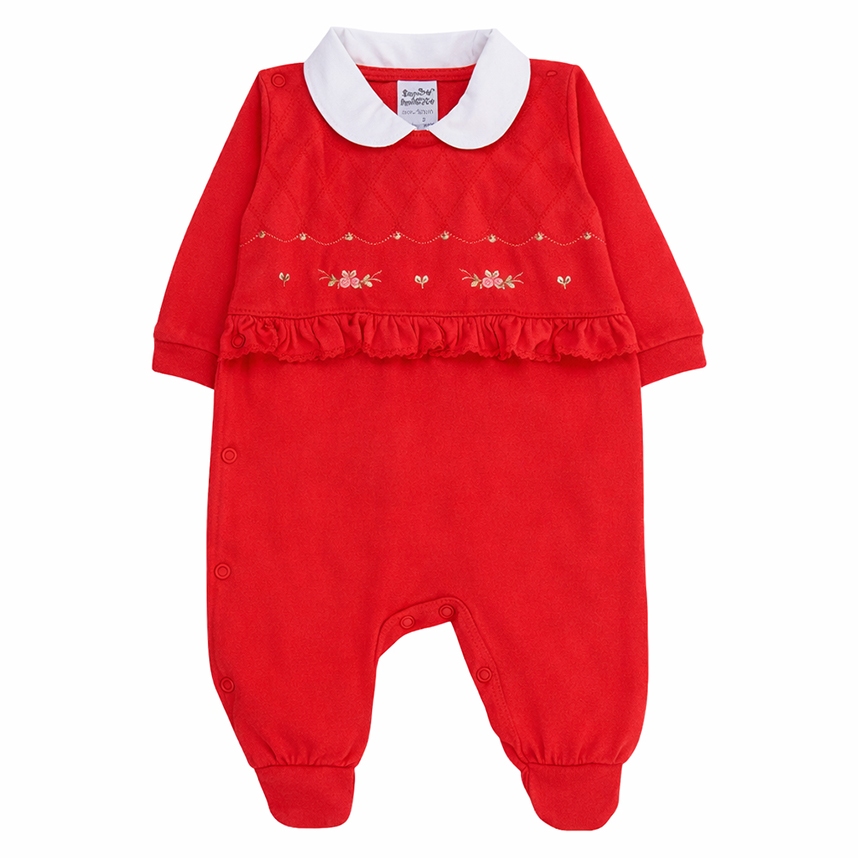 Macacão Longo Bebê Sonho Mágico Pala Flor Babadinho