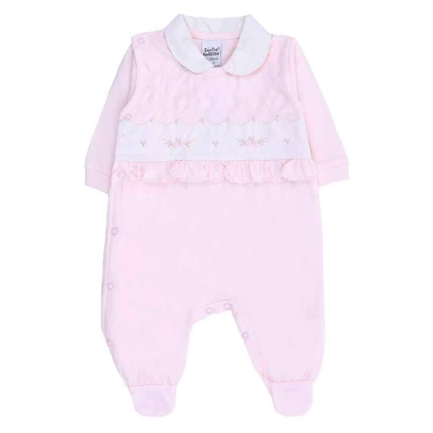 Macacão Longo Bebê Sonho Mágico Pala Flor Babadinho Macacão Longo Bebê Sonho Mágico Pala Flor Babadinho