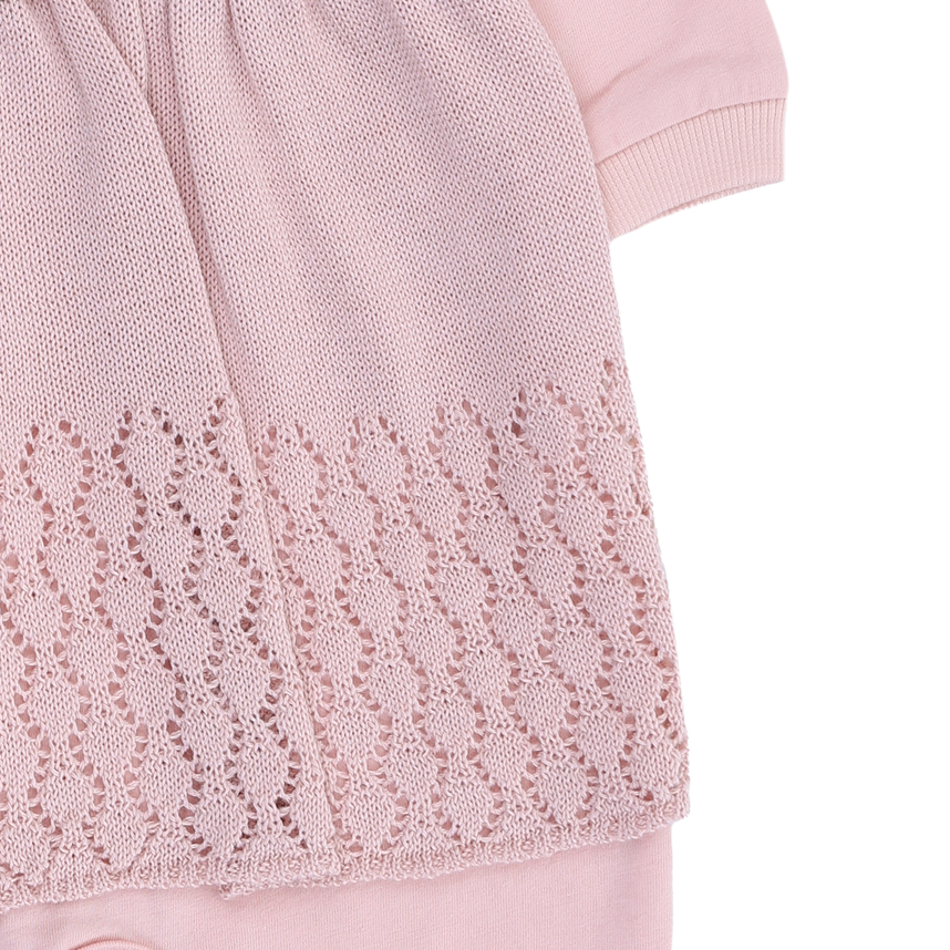 Macacão Longo Bebê Sonho Mágico Vestido Tricô Com Pérolas Macacão Longo Bebê Sonho Mágico Vestido Tricô Com Pérolas