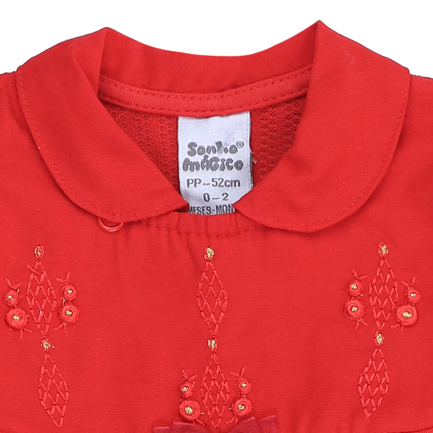 Macacão Longo Bebê Sonho Mágico Pala Bordada Flor