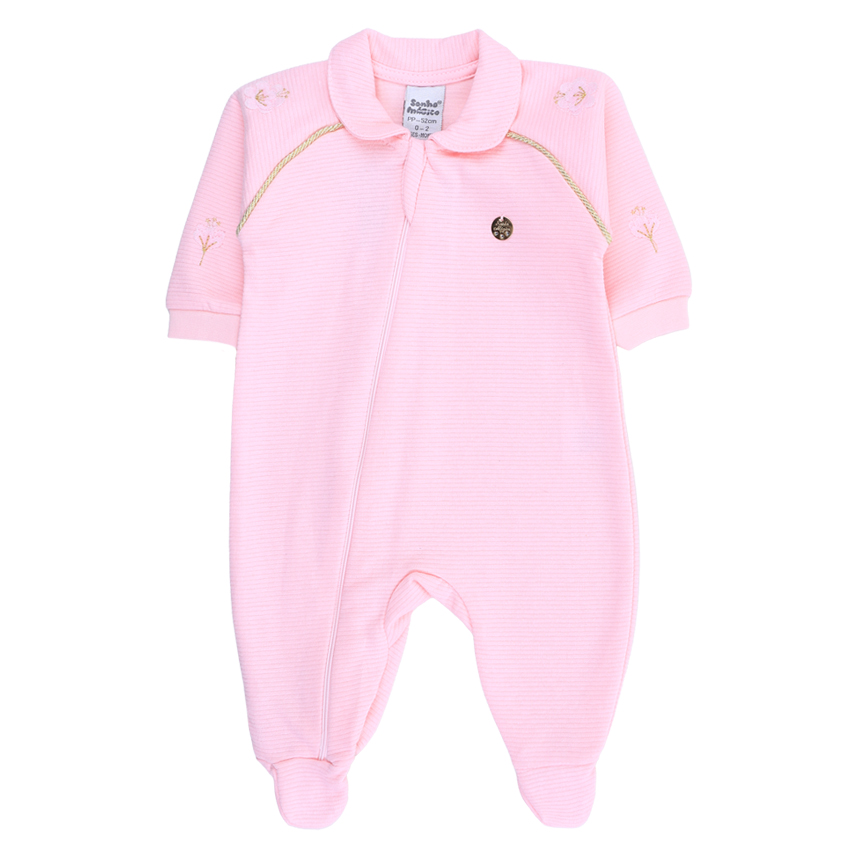 Macacão Longo Bebê Sonho Mágico Manga Bordada