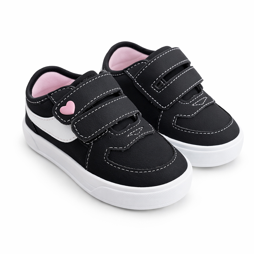 Tênis Infantil Pimpolho Detalhe Dois Velcros Coração