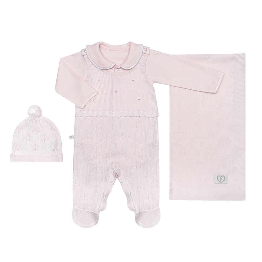 Saída de Maternidade Bebê Fofinho Em Tricô 4 Peças