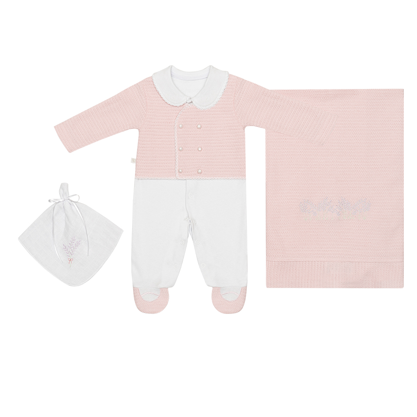 Saída de Maternidade Bebê Fofinho Detalhe Botões 3 Peças