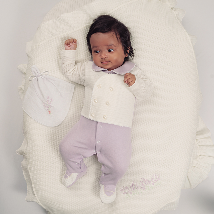 Saída de Maternidade Bebê Fofinho Detalhe Botões 3 Peças