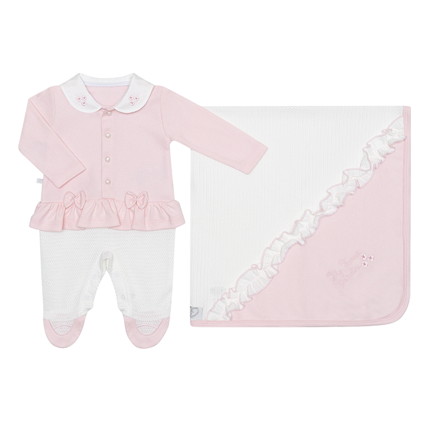 Saída de Maternidade Bebê Fofinho Babados  Gola Bordada