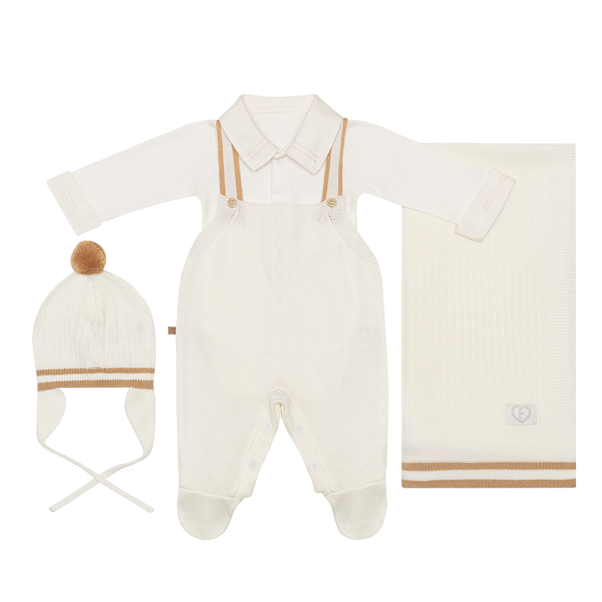 Saída de Maternidade Bebê Fofinho Jardineira 4 Peças