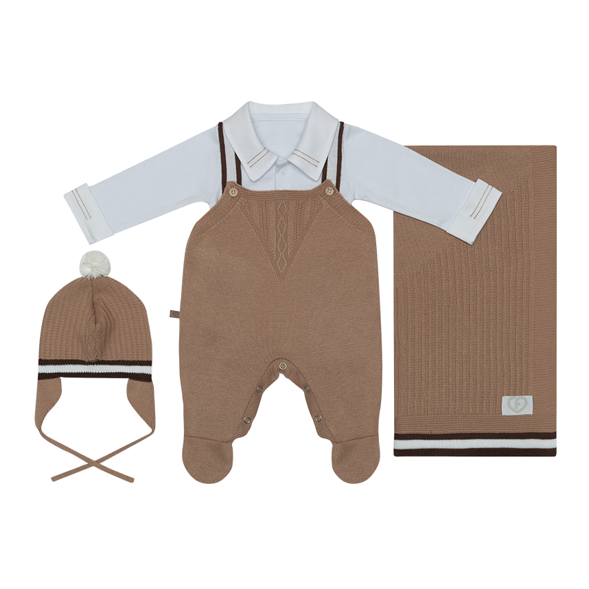 Saída de Maternidade Bebê Fofinho Jardineira 4 Peças