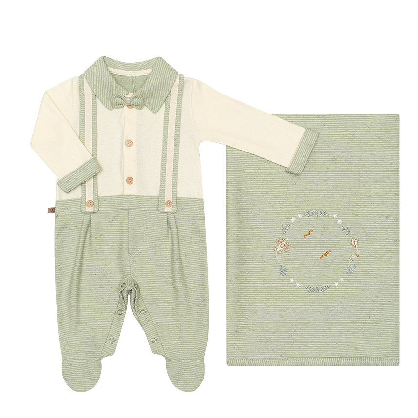 Saída de Maternidade Bebê Fofinho Jardineira 3 Peças