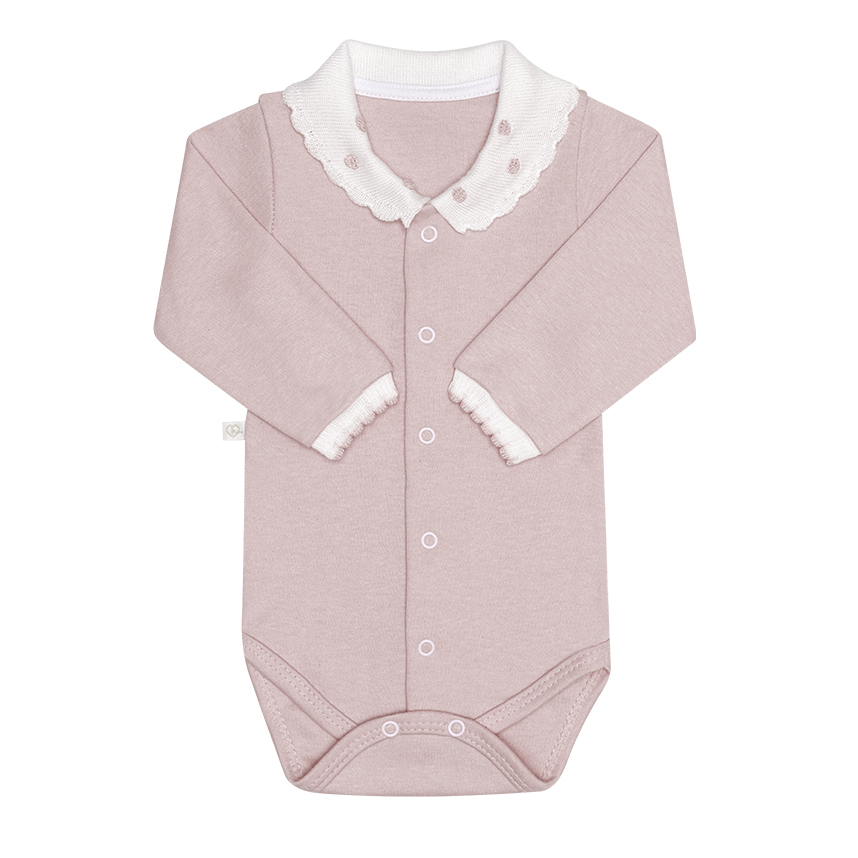 Body Bebê Fofinho Manga Longa Suedine com Gola Bordada Bola