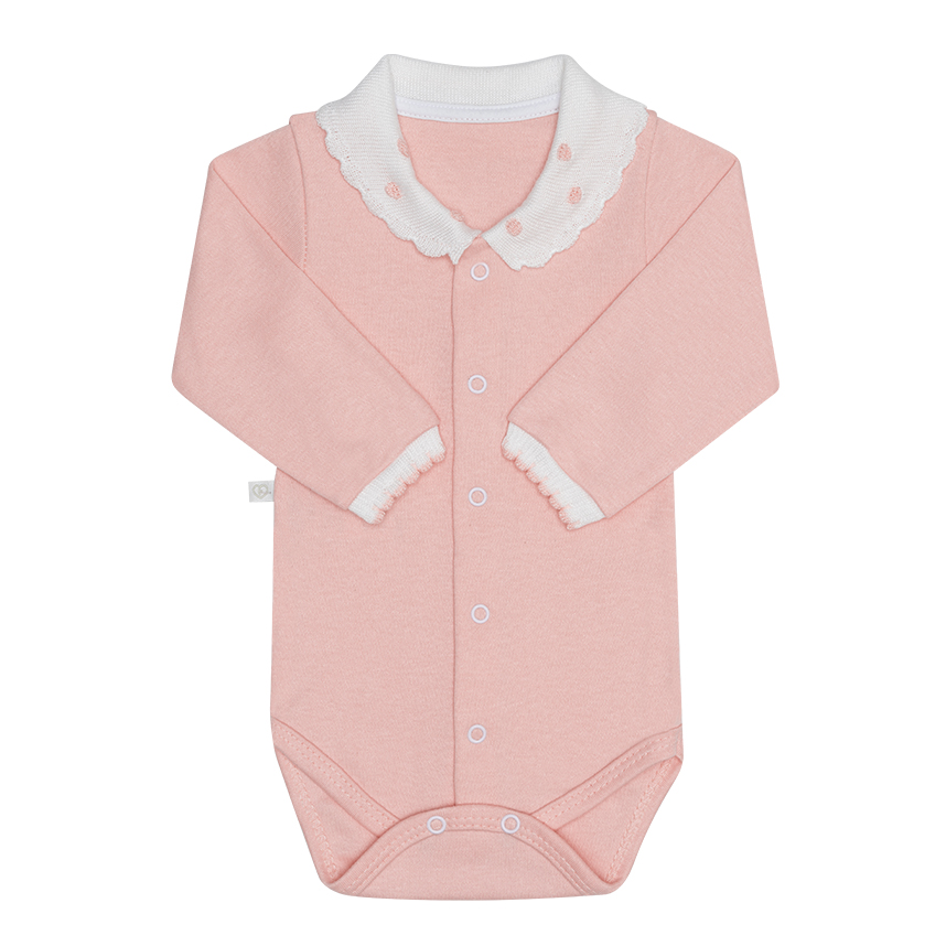 Body Bebê Fofinho Manga Longa Suedine com Gola Bordada Bola
