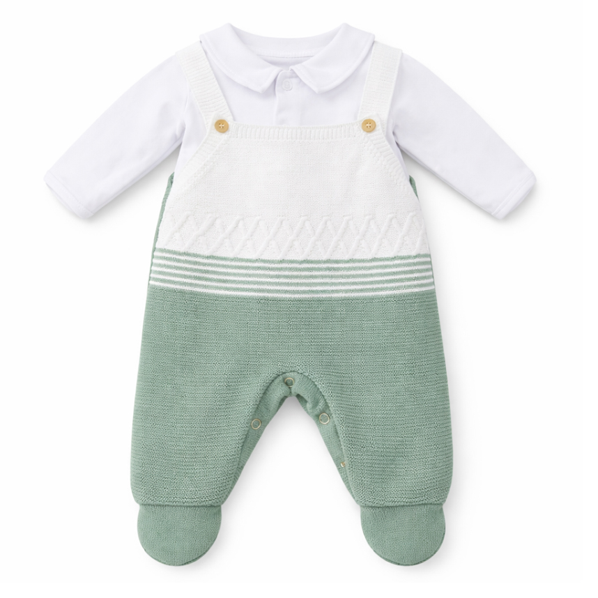 Macacão Longo Bebê Ternura Tricô Trabalhado E Body