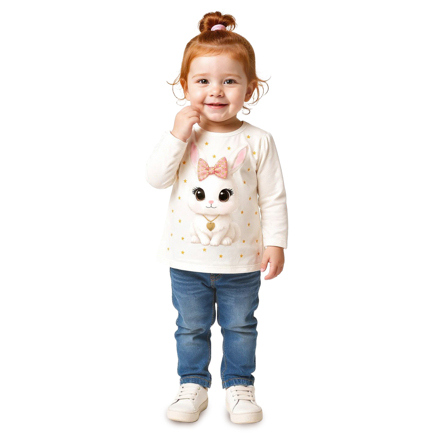 Blusa Bebê Kyly Manga Longa Estampa Coelha Cotton