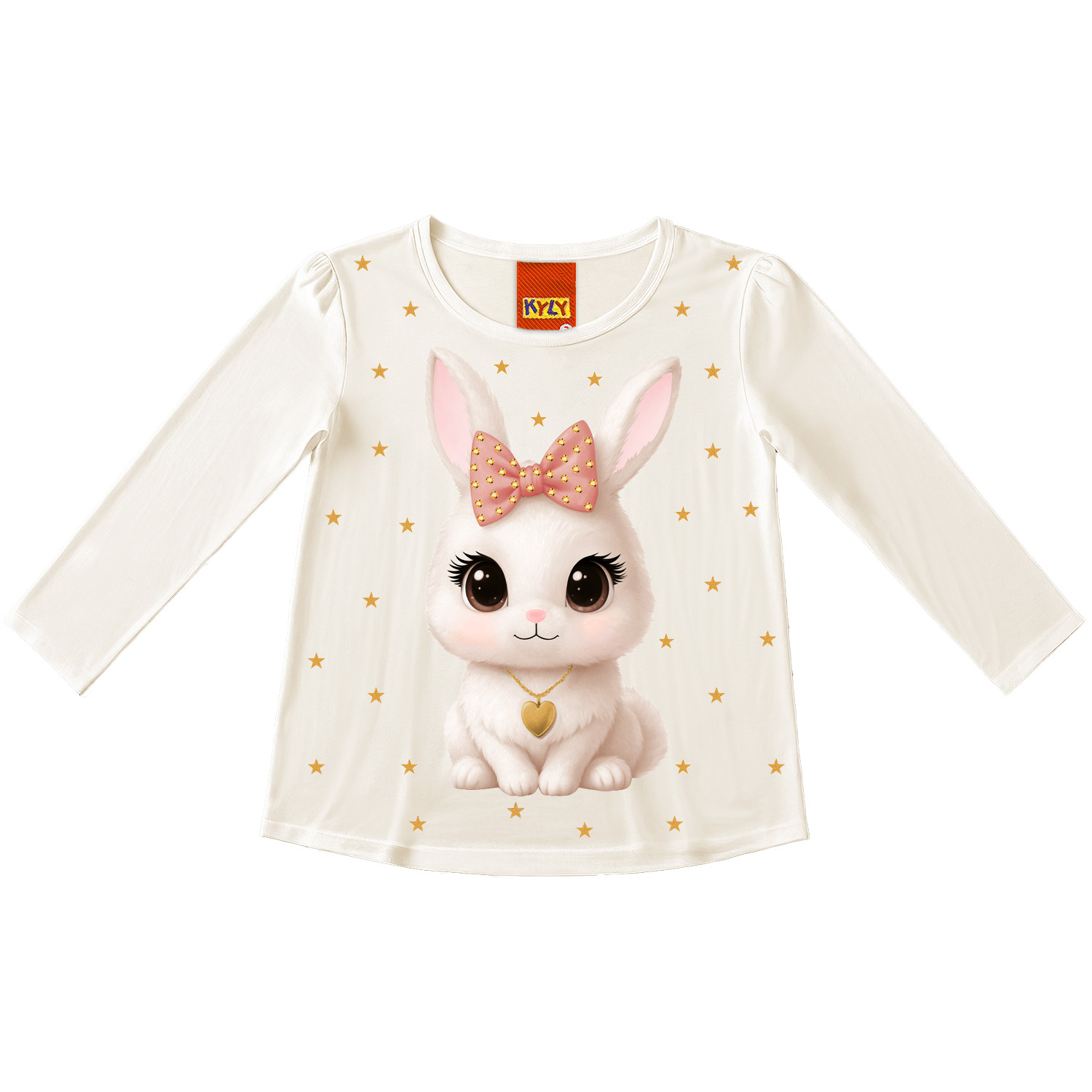Blusa Bebê Kyly Manga Longa Estampa Coelha Cotton
