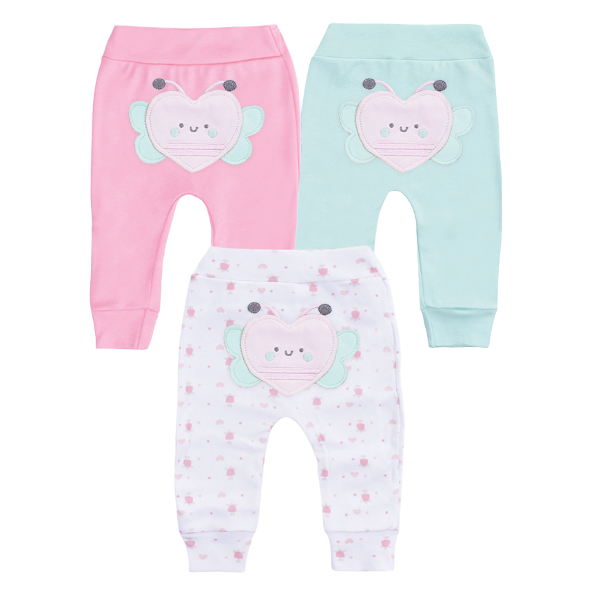 Kit Mijão Bebê Estilinho Bordado Coração 3 Peças