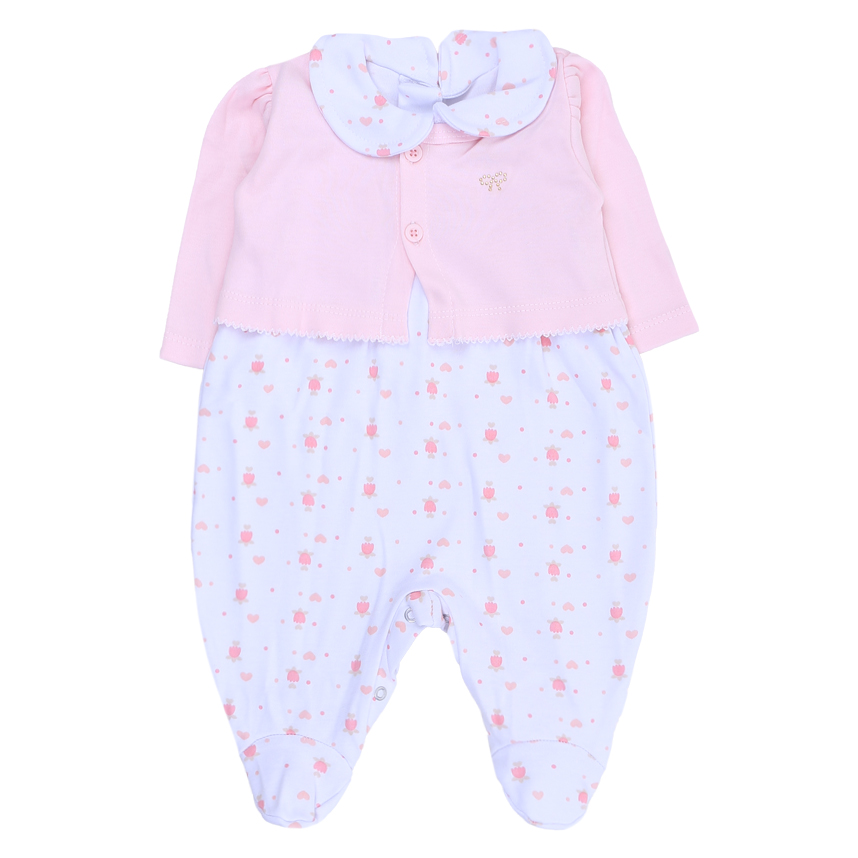 Macacão Longo Bebê Estilinho Estampa Ovelha 2 Peças