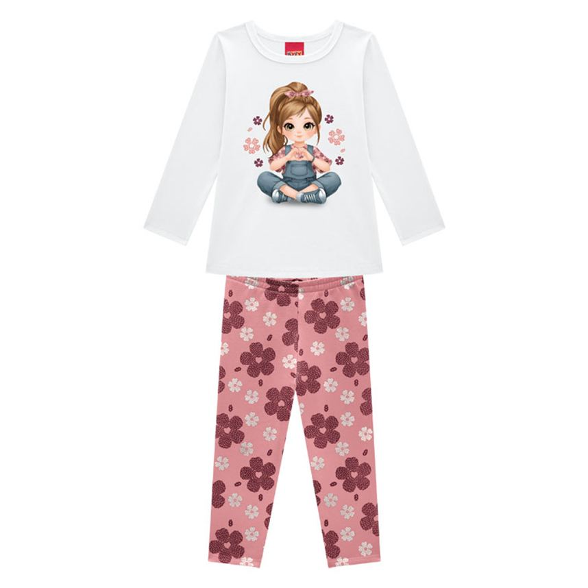 Conjunto Infantil Kyly Blusa Estampada e Legging Floral
