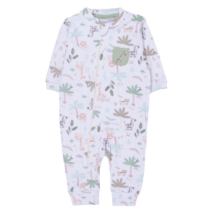 Macacão Longo Bebê Estilinho com Zíper Estampa Safari