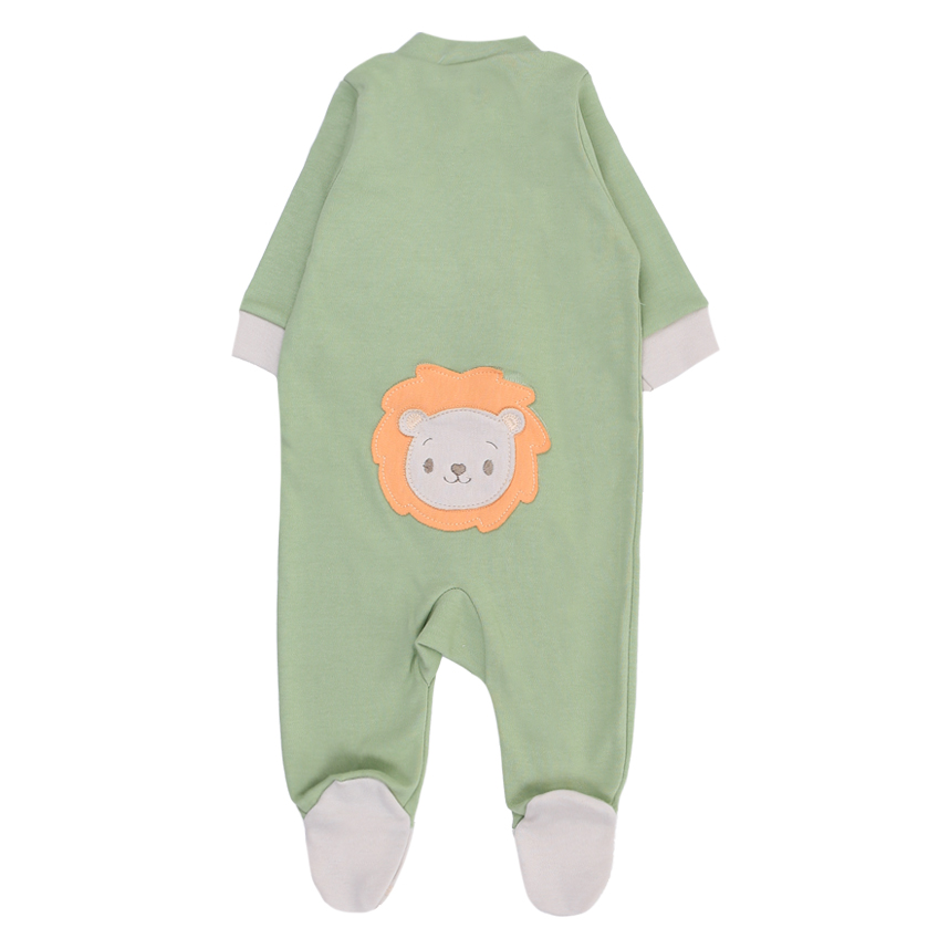 Macacão Longo Bebê Estilinho Zíper Bordado Leão Macacão Longo Bebê Estilinho Zíper Bordado Leão