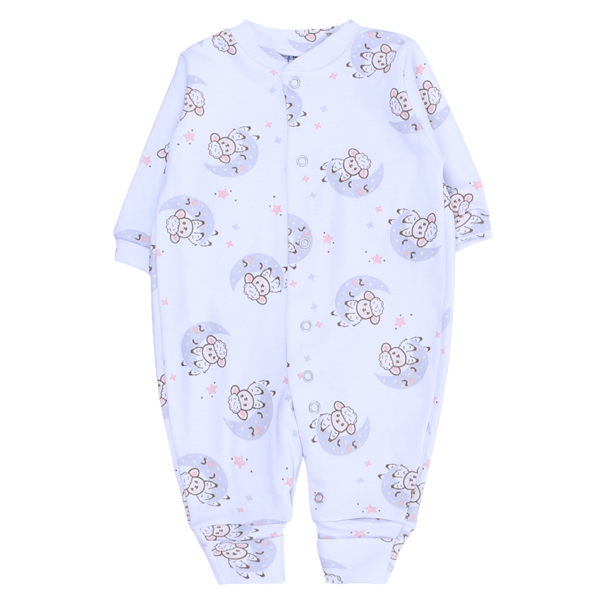 Macacão Longo Bebê Estilinho Estampa Ovelha Coração