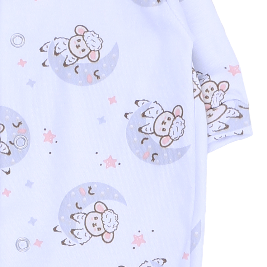 Macacão Longo Bebê Estilinho Estampa Ovelha Coração Macacão Longo Bebê Estilinho Estampa Ovelha Coração