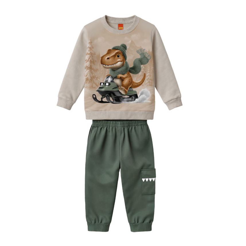 Conjunto Infantil Kyly Blusão Estampa Dinossauro E Calça