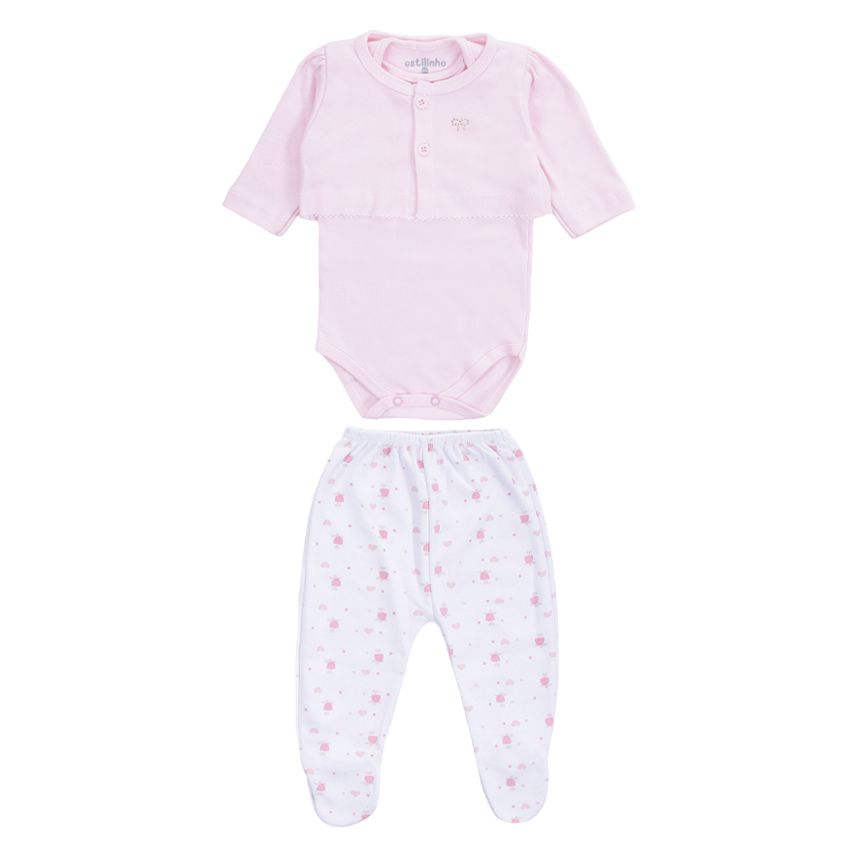 Conjunto Bebê Estilinho Estampa Ovelha 3 Peças