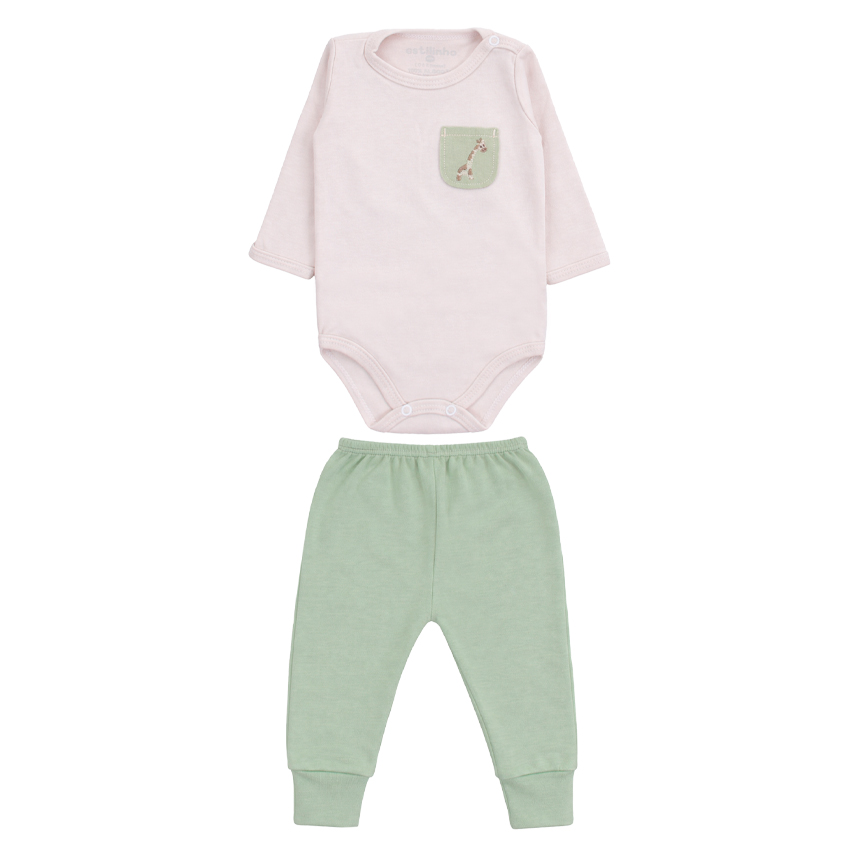Conjunto Bebê Estilinho Body Bordado E Calça 2 Peças