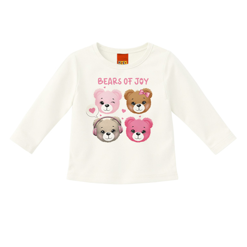 Blusa Infantil Kyly Manga Longa Estampa Ursos