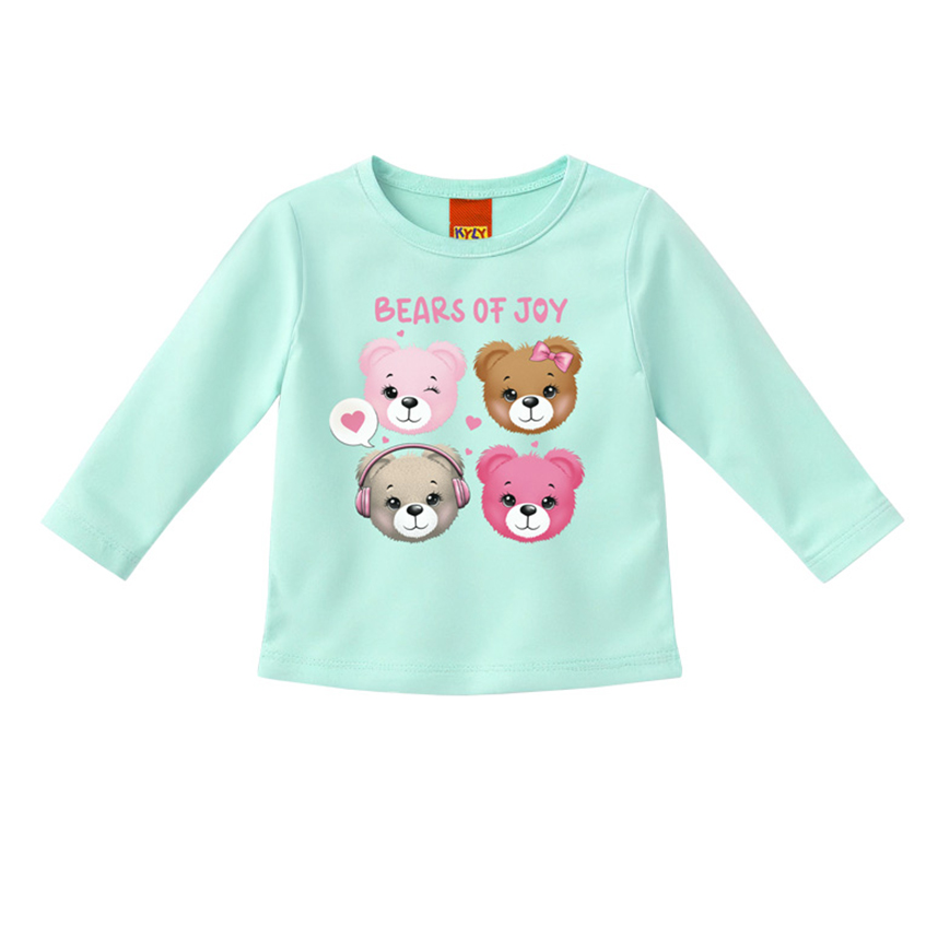 Blusa Infantil Kyly Manga Longa Estampa Ursos