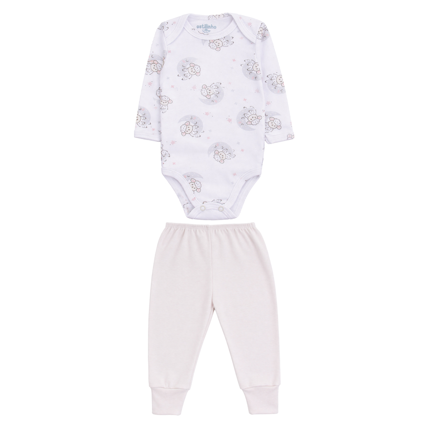 Conjunto Bebê Estilinho Body Estampado E Calça 2 Peças
